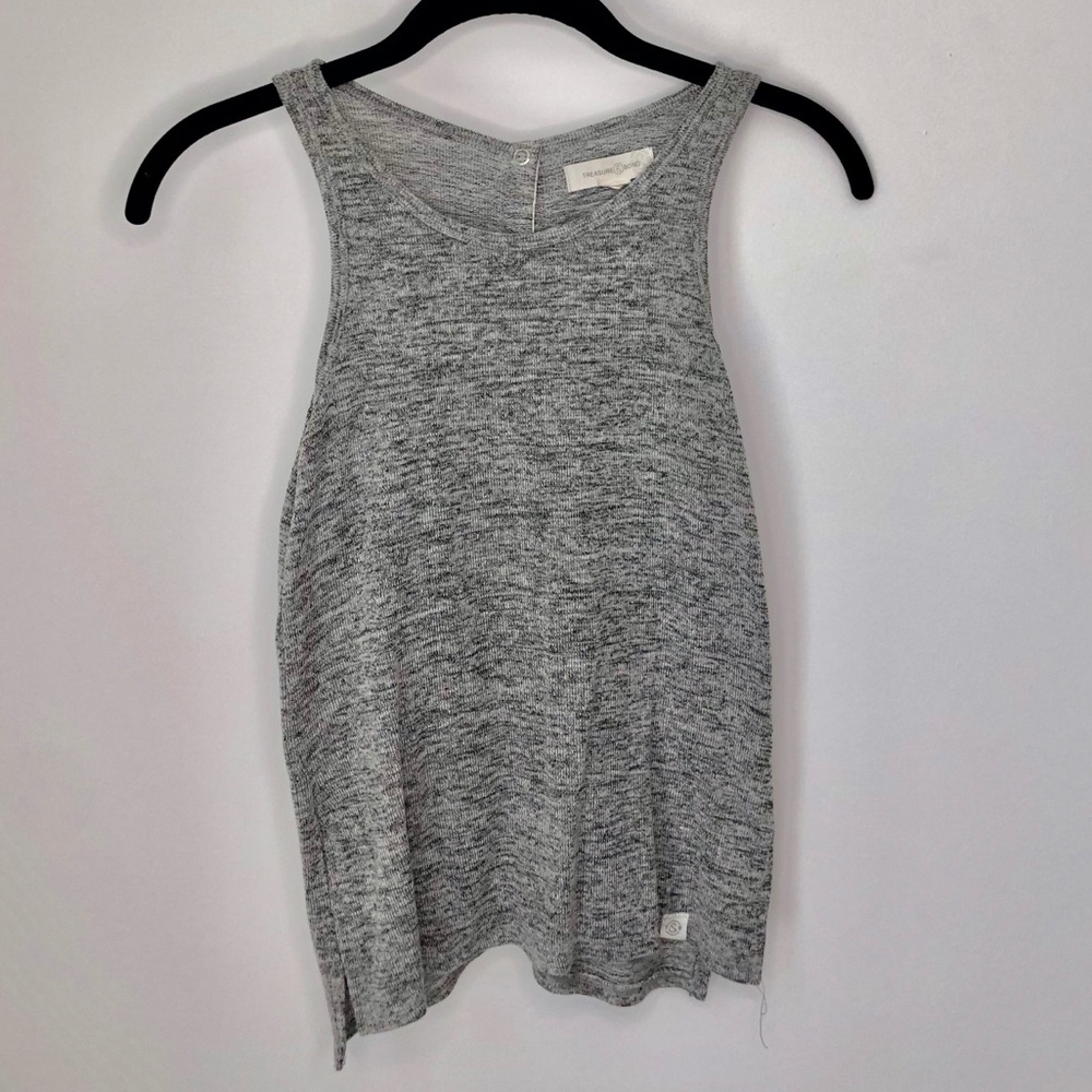 Gray button up (back) tank top